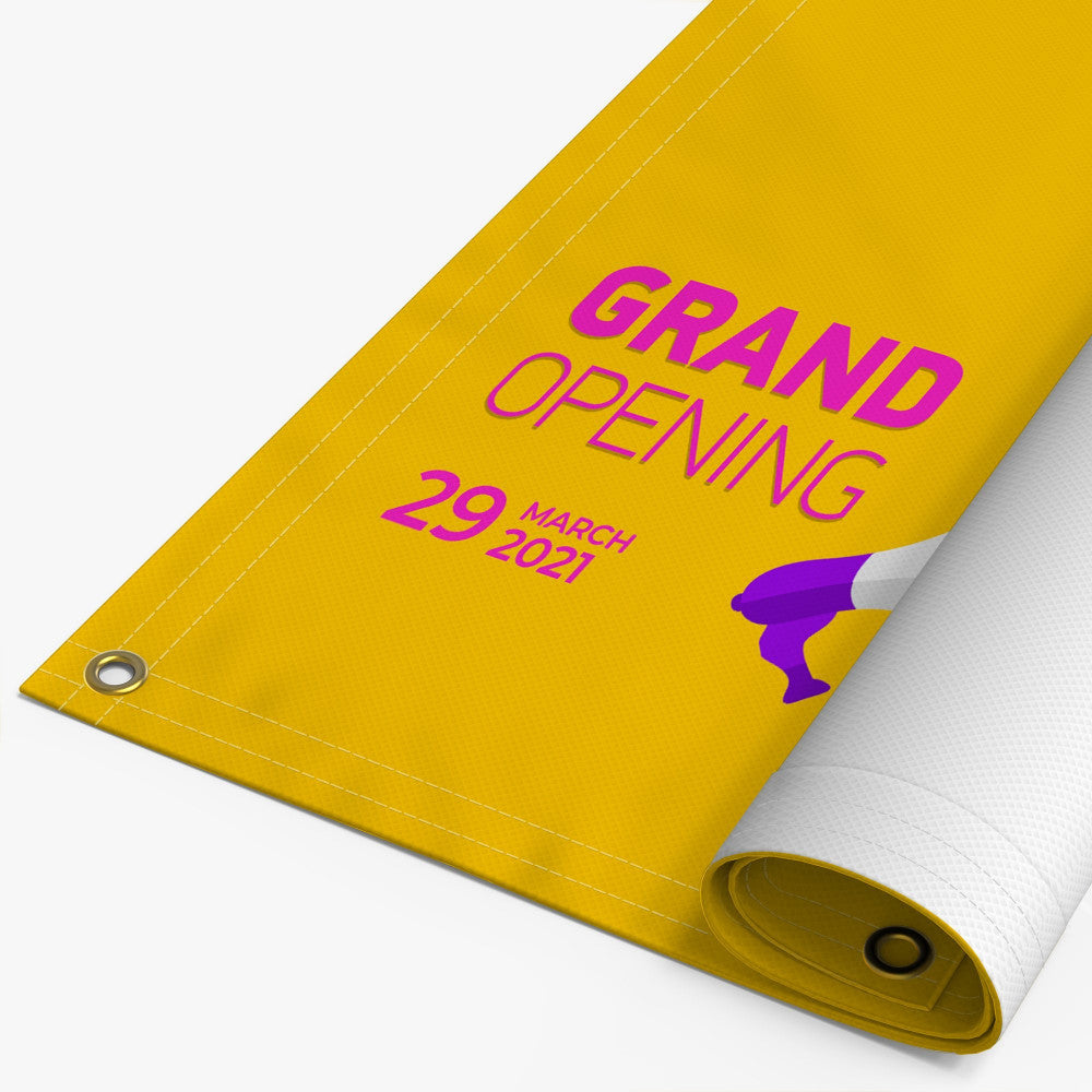 vinyl banner with grommets and reinforced hems