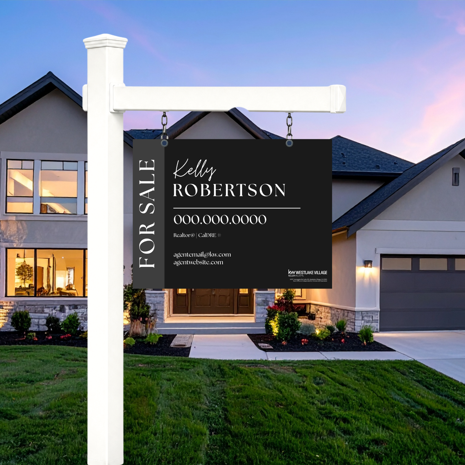 24x18 For Sale Sign Dark Modern