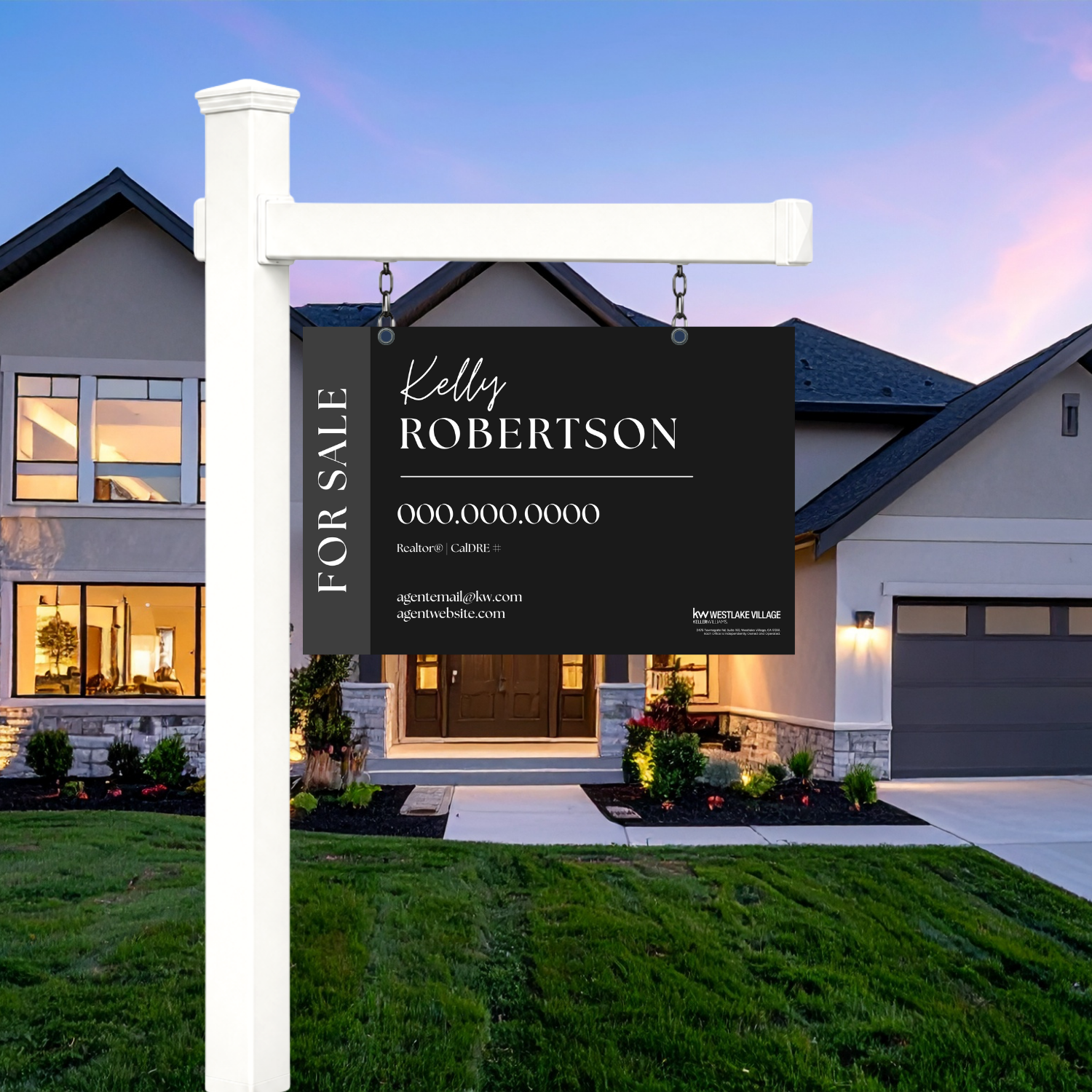 36x24 For Sale Sign Dark Modern