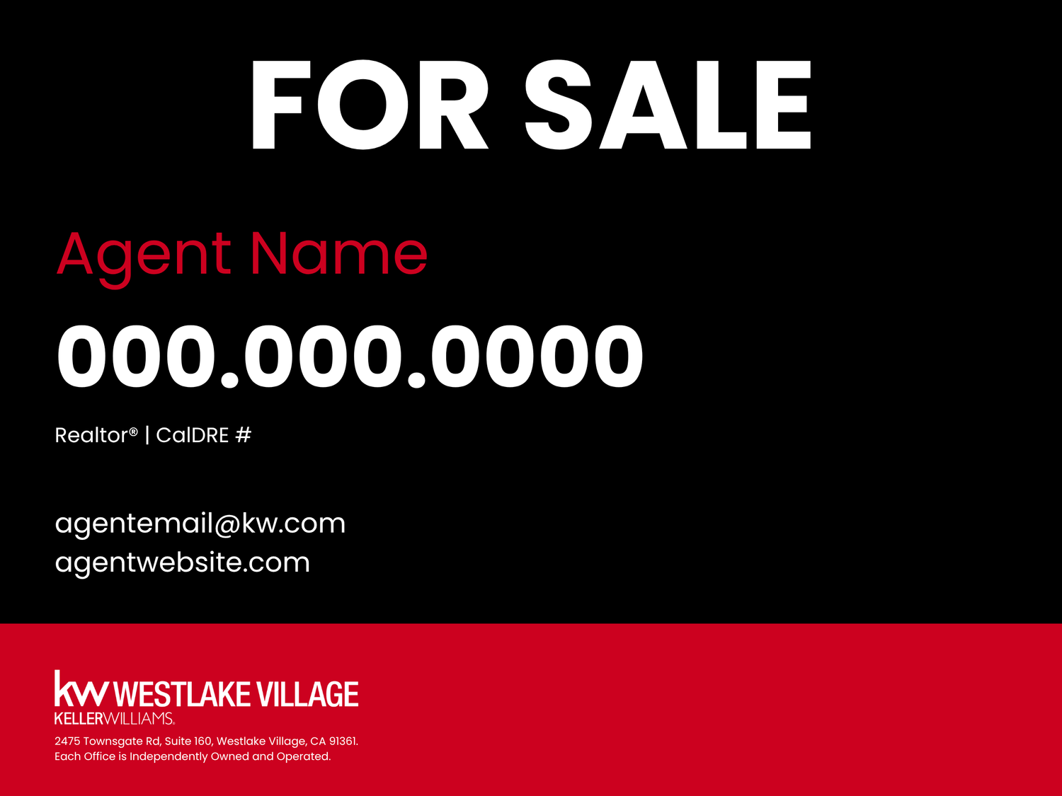 24x18 For Sale Sign Dark Standard
