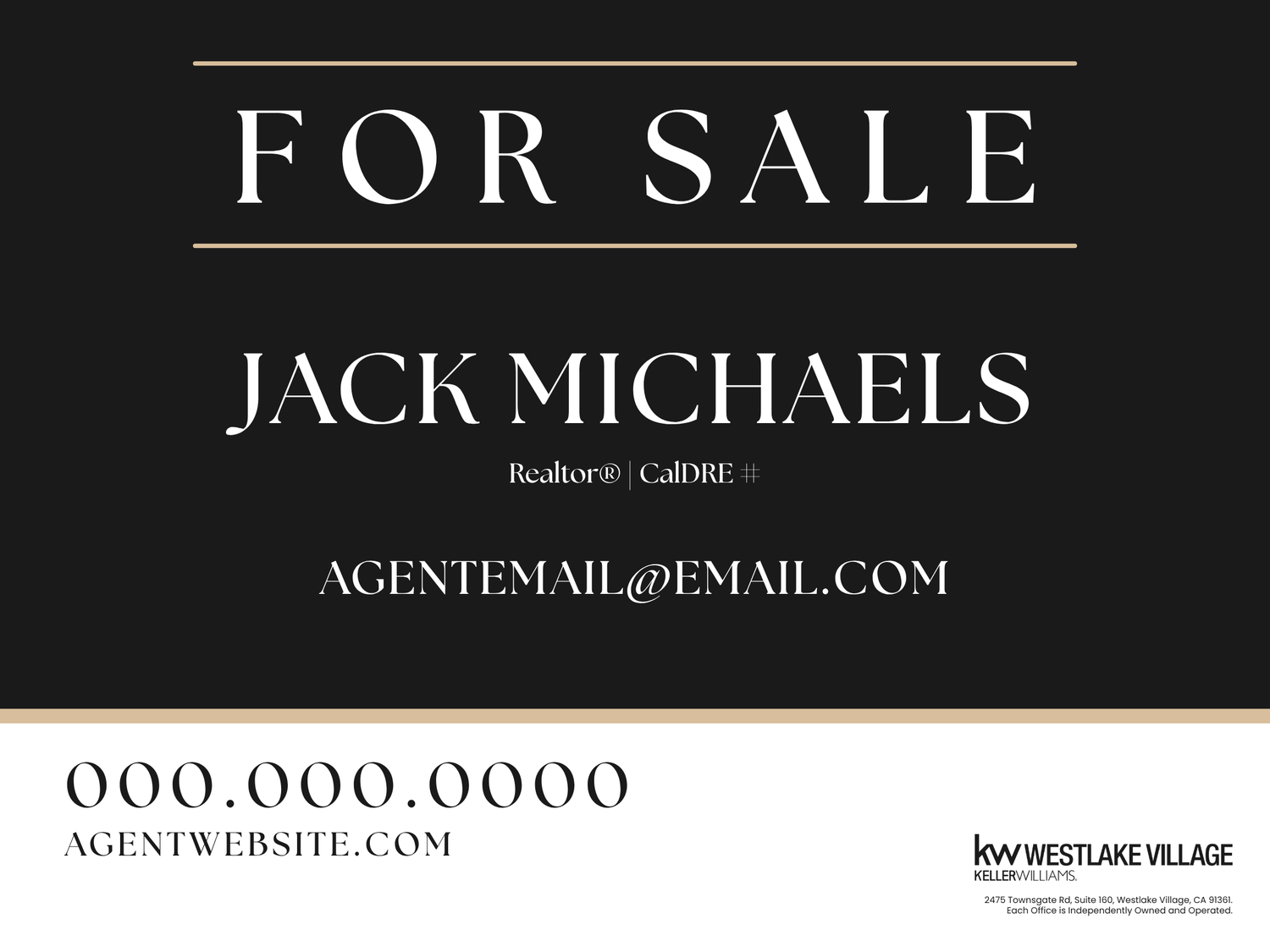 24x18 For Sale Sign Dark Classic