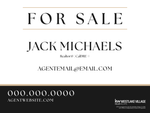 A digital real estate 'For Sale' card template featuring the name 'Jack Michaels' and contact information, with a black footer displaying placeholder phone number, website, and Keller Williams Westlake Village branding.