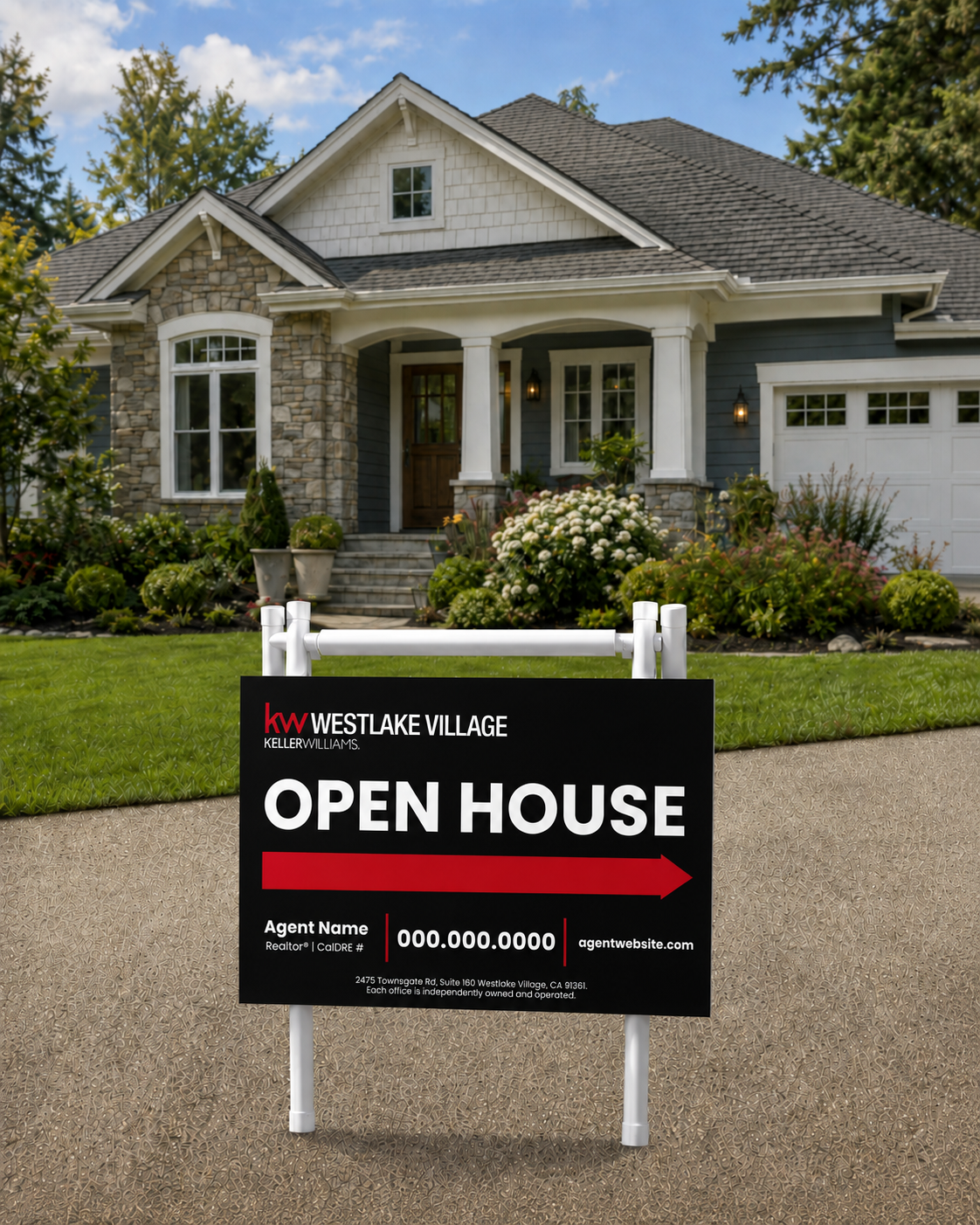 24x18 PVC Open House Signs Dark Simple