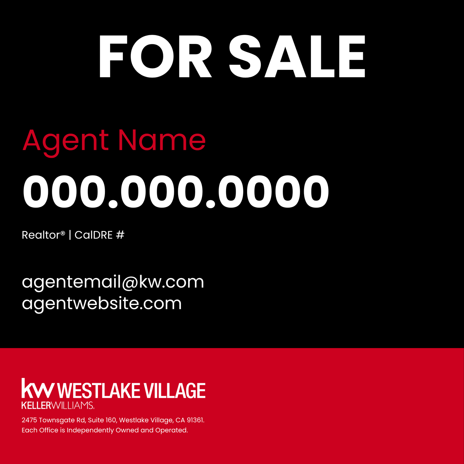 24x24 For Sale Sign Dark Standard