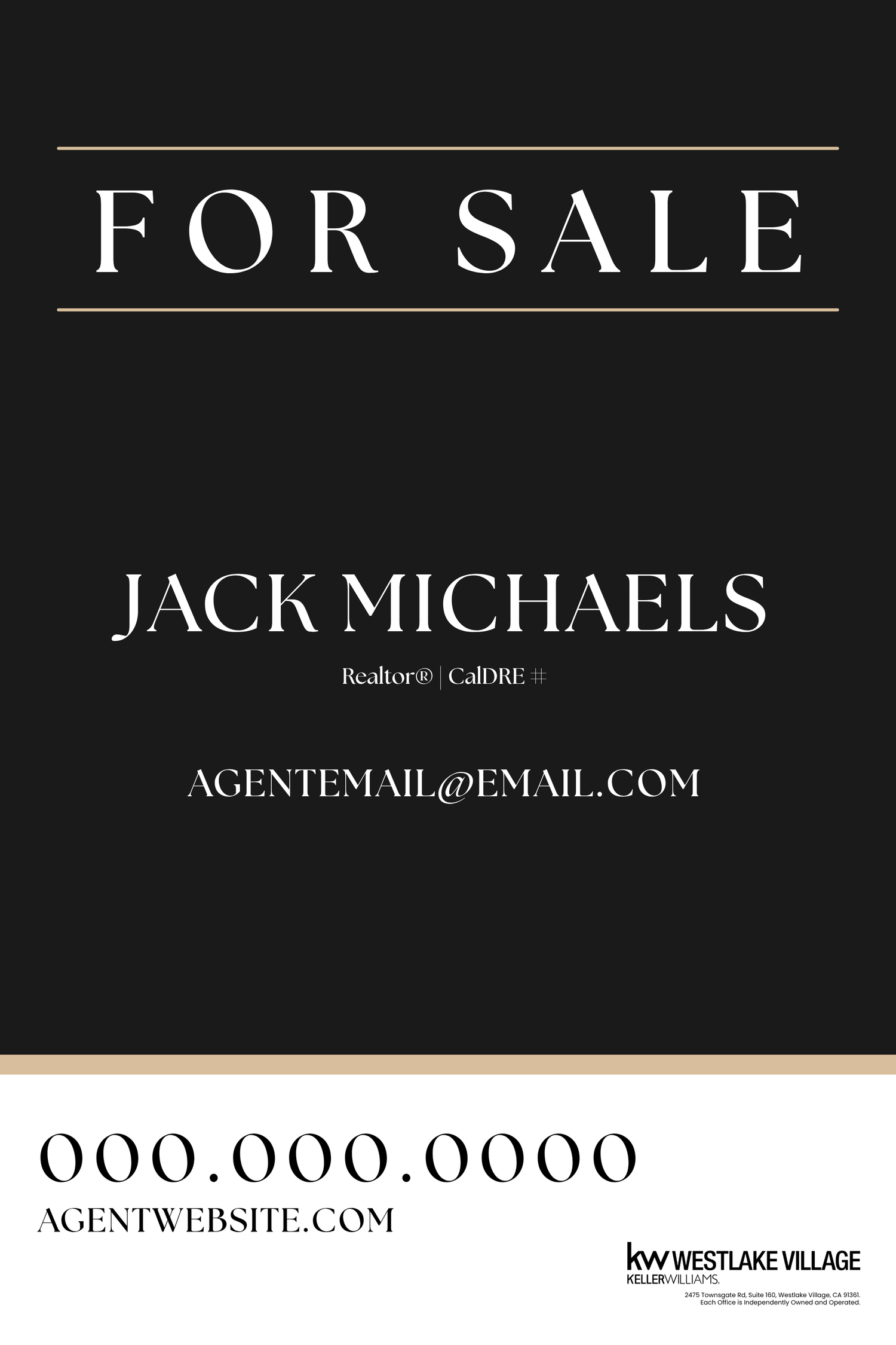 24x36 For Sale Sign Dark Classic