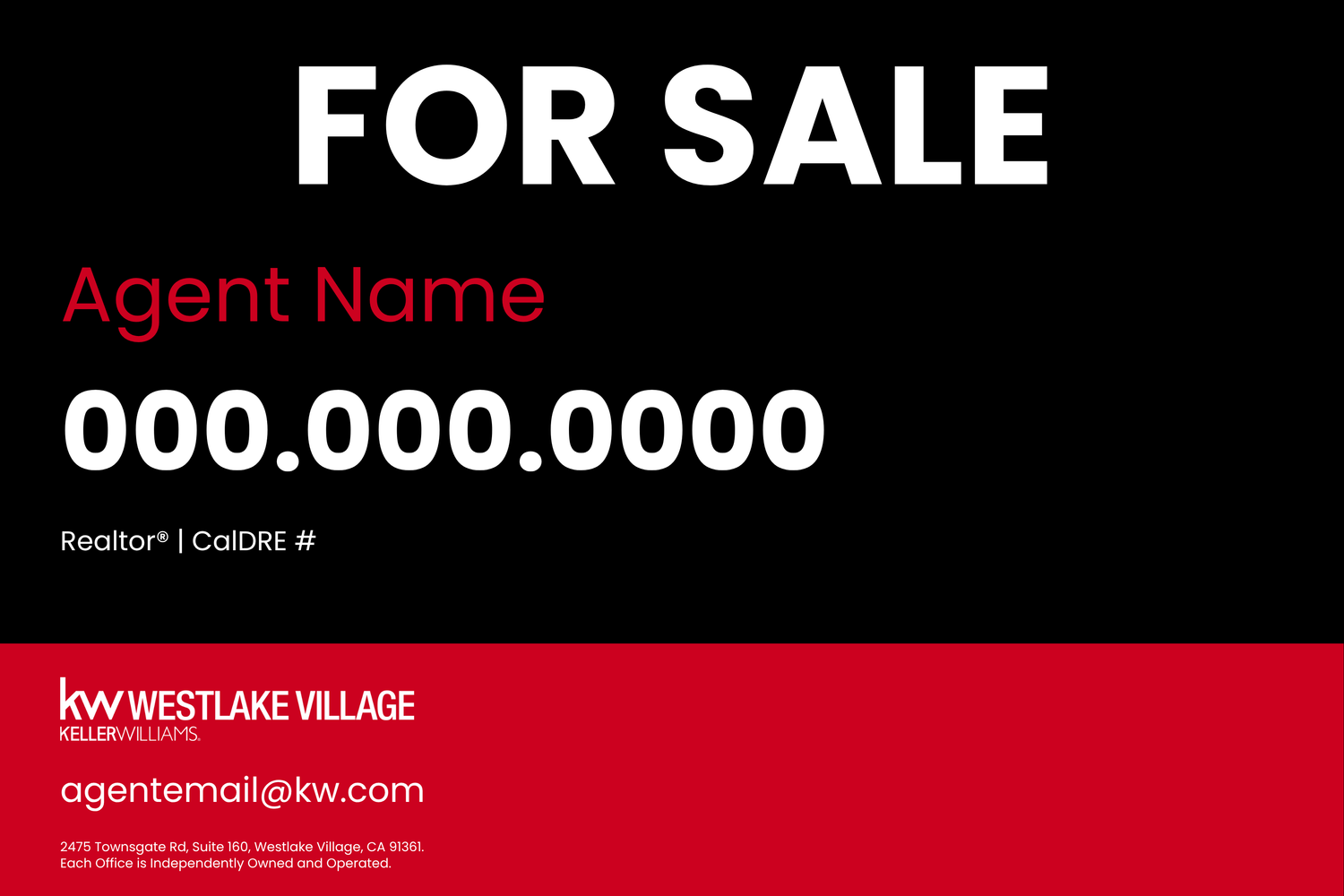 36x24 For Sale Sign Dark Simple