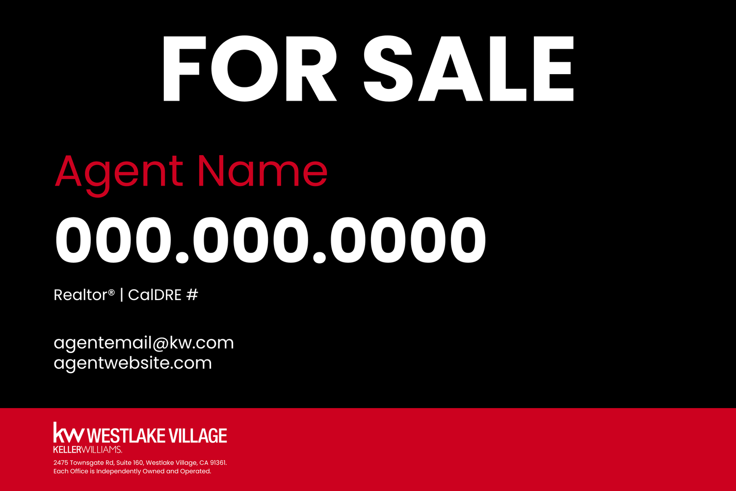 36x24 For Sale Sign Dark Standard