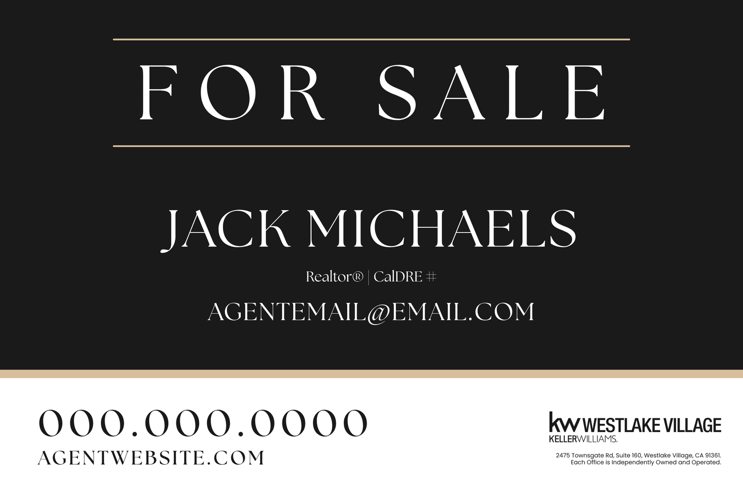 36x24 For Sale Sign Dark Classic