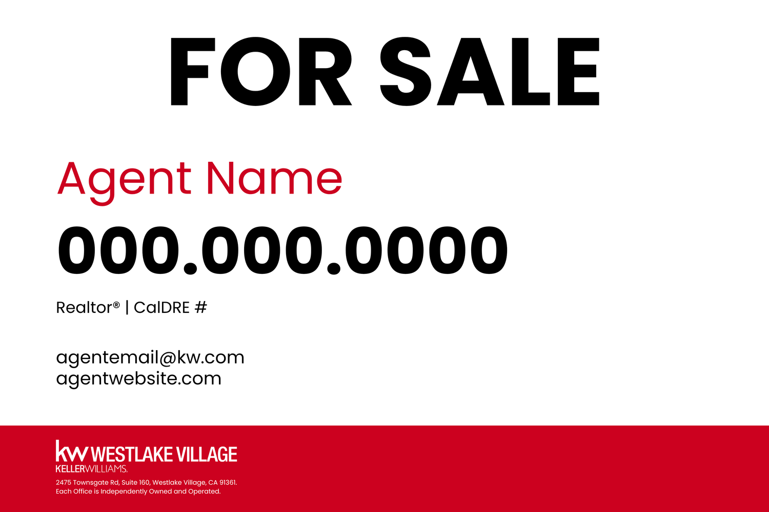 36x24 For Sale Sign Light Standard