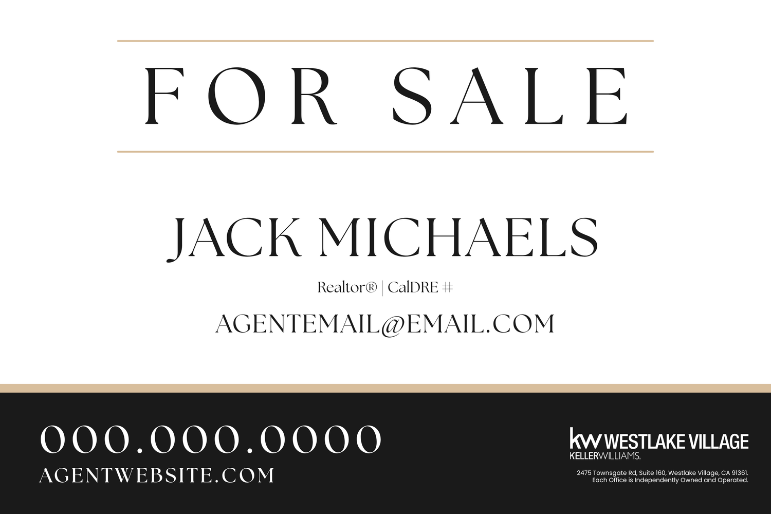 36x24 For Sale Sign Light Classic