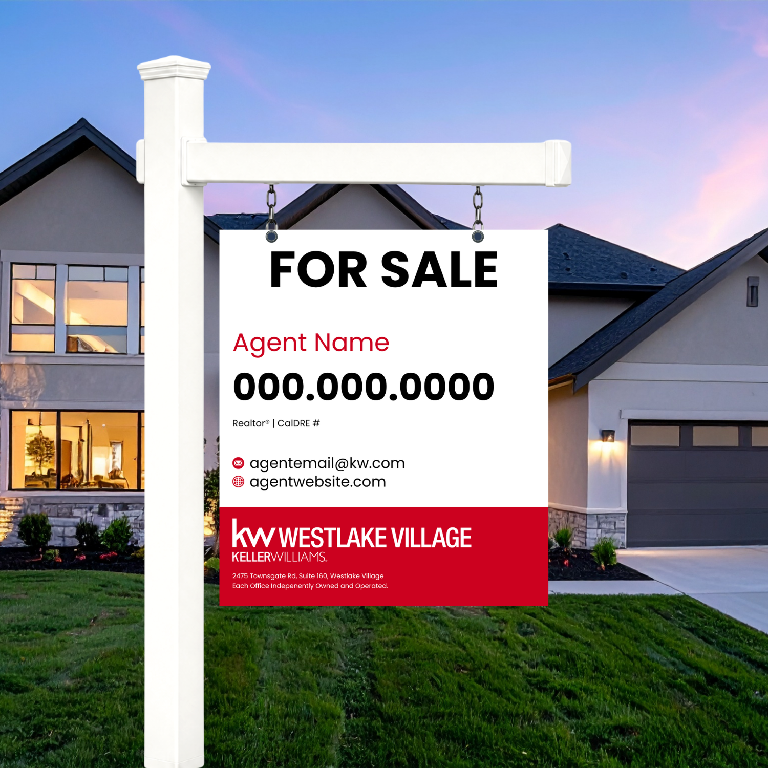 White 24x18 For Sale Sign